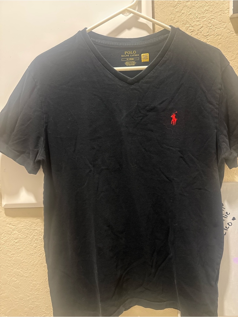 Polo by Ralph Lauren Black V-Neck T-Shirt with Red Pony